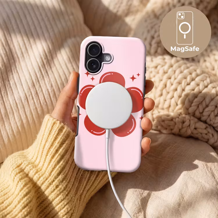 Bloem - Roze - Hartjes Toughcase MagSafe Apple iPhone 17 klein -USP_MagsafeV