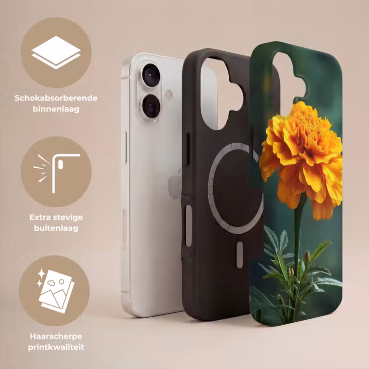 Bloemblaadjes - Afrikaan - Oranje - Wazig Toughcase MagSafe Apple iPhone 17 klein -USP_Lagen_NL