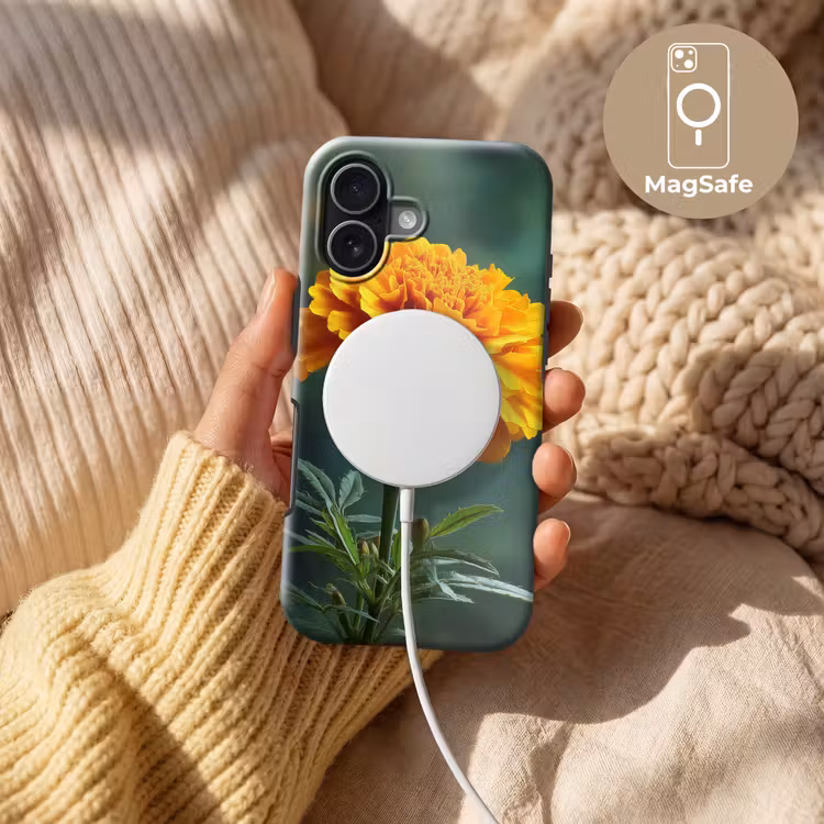 Bloemblaadjes - Afrikaan - Oranje - Wazig Toughcase MagSafe Apple iPhone 17 klein -USP_MagsafeV