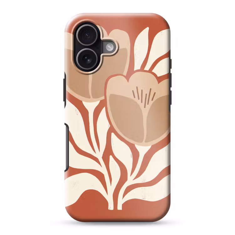 Bloemen - Abstract - Modern - Beige - Natuur Toughcase MagSafe Apple iPhone 17 klein -3d