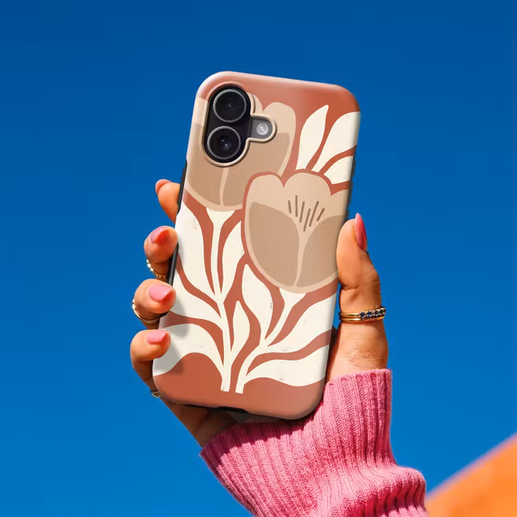 Bloemen - Abstract - Modern - Beige - Natuur Toughcase MagSafe Apple iPhone 17 klein -Sfeer1V