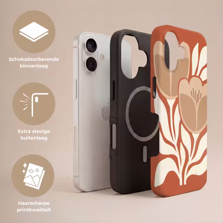 Bloemen - Abstract - Modern - Beige - Natuur Toughcase MagSafe Apple iPhone 17 klein -USP_Lagen_NL