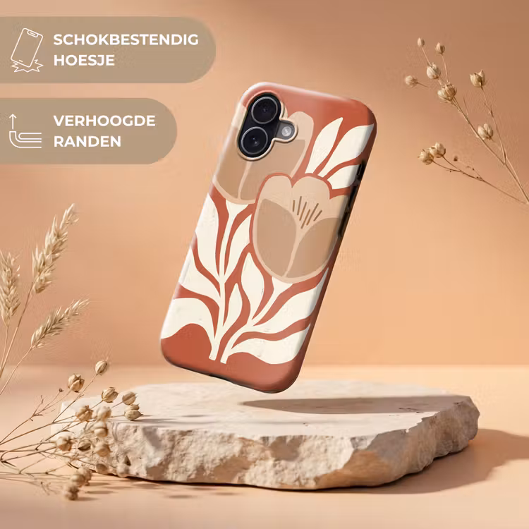 Bloemen - Abstract - Modern - Beige - Natuur Toughcase MagSafe Apple iPhone 17 klein -USP_RandenV_NL