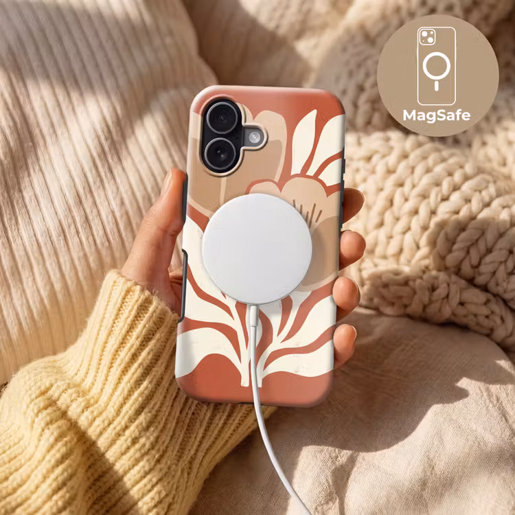 Bloemen - Abstract - Modern - Beige - Natuur Toughcase MagSafe Apple iPhone 17 klein -USP_MagsafeV