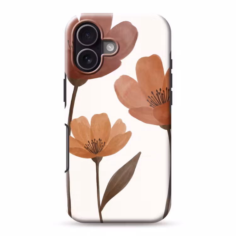 Bloemen - Abstract - Modern - Bruin - Decoratief Toughcase MagSafe Apple iPhone 17 klein -3d