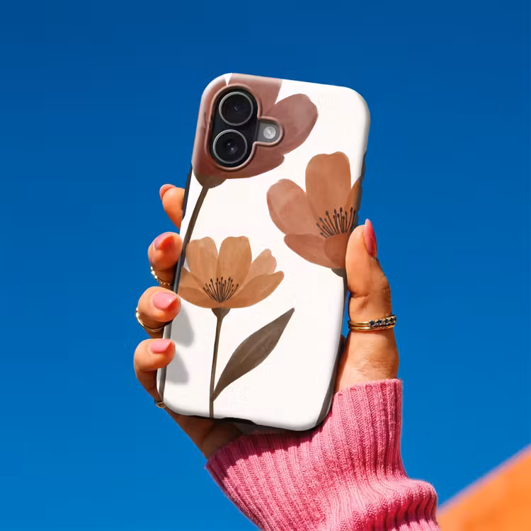 Bloemen - Abstract - Modern - Bruin - Decoratief Toughcase MagSafe Apple iPhone 17 klein -Sfeer1V