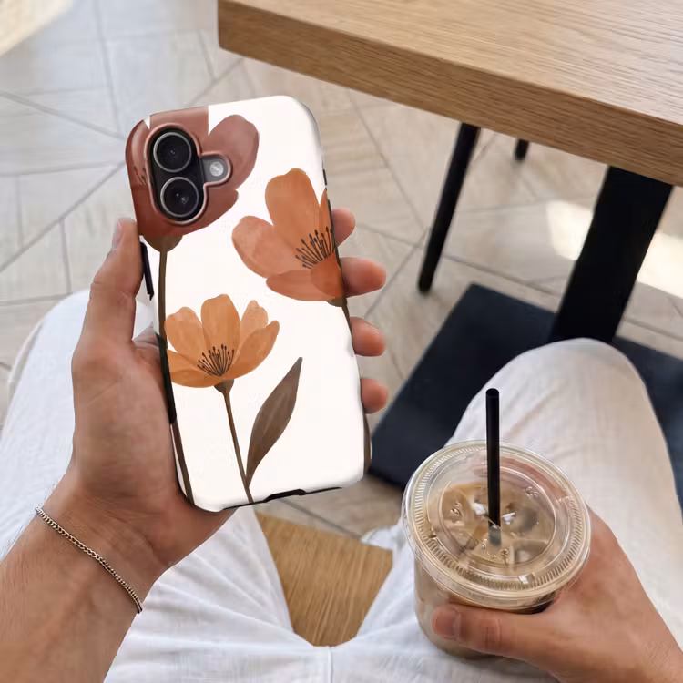 Bloemen - Abstract - Modern - Bruin - Decoratief Toughcase MagSafe Apple iPhone 17 klein -Sfeer1M