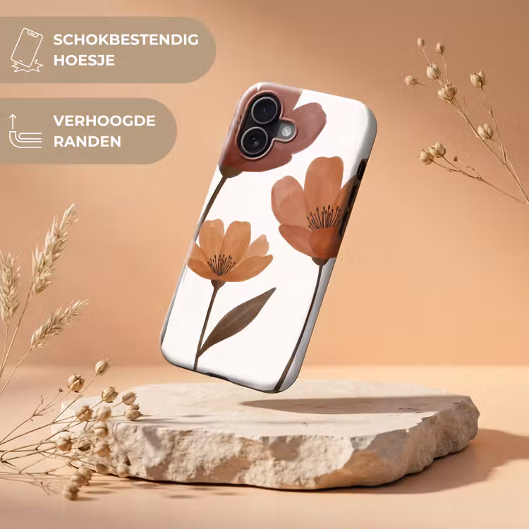 Bloemen - Abstract - Modern - Bruin - Decoratief Toughcase MagSafe Apple iPhone 17 klein -USP_RandenV_NL