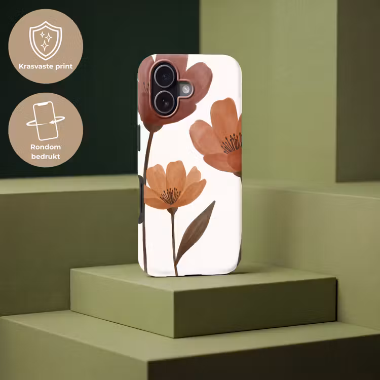 Bloemen - Abstract - Modern - Bruin - Decoratief Toughcase MagSafe Apple iPhone 17 klein -USP_PrintM_NL