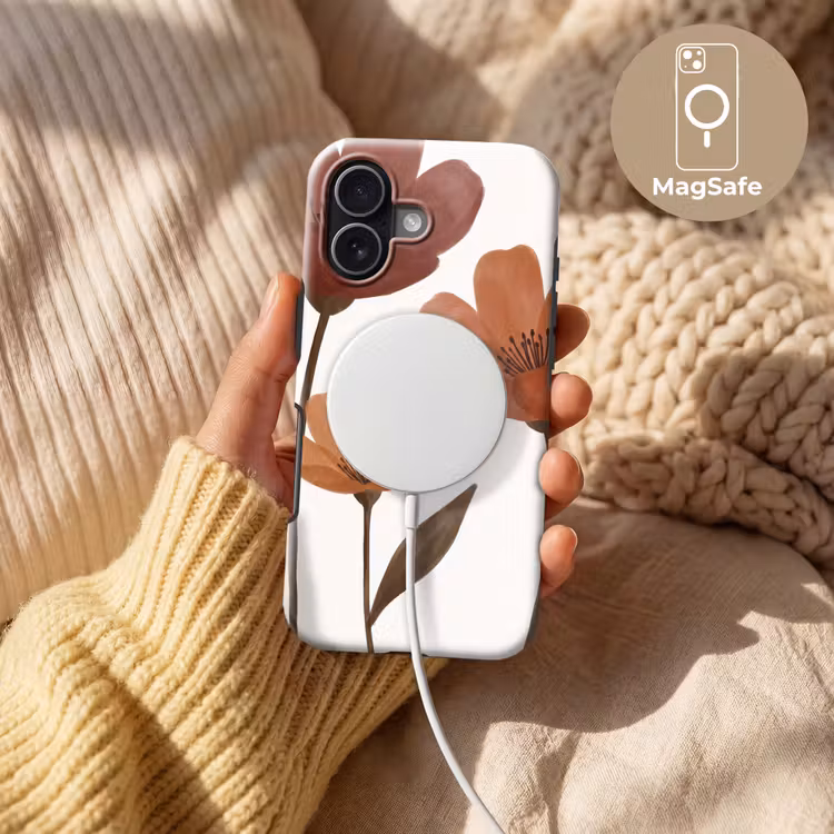 Bloemen - Abstract - Modern - Bruin - Decoratief Toughcase MagSafe Apple iPhone 17 klein -USP_MagsafeV