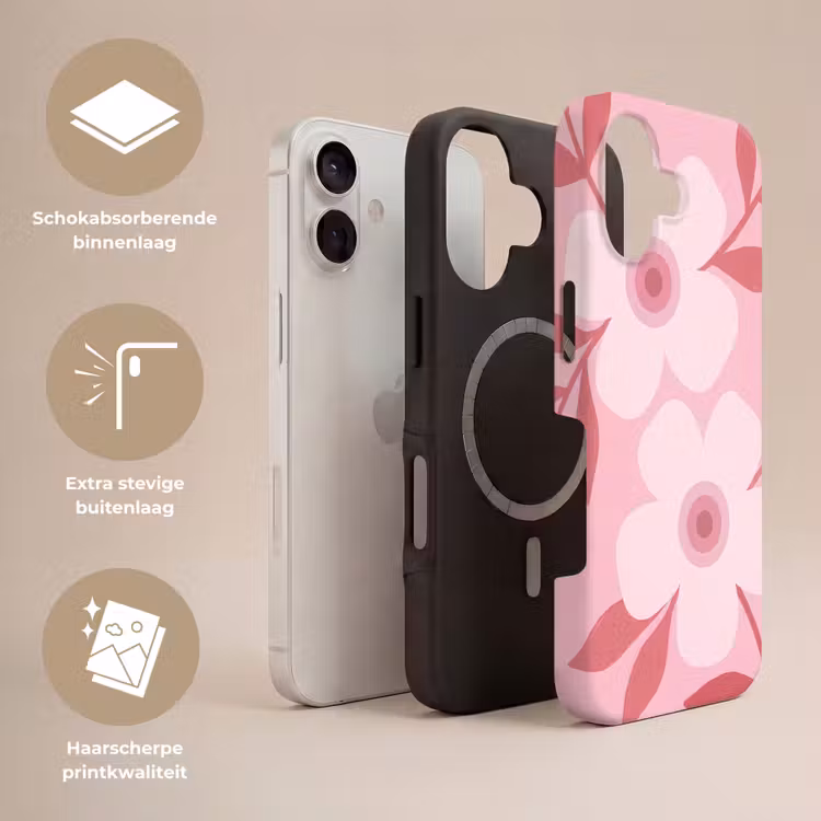 Bloemen - Abstract - Modern - Roze - Natuur Toughcase MagSafe Apple iPhone 17 klein -USP_Lagen_NL
