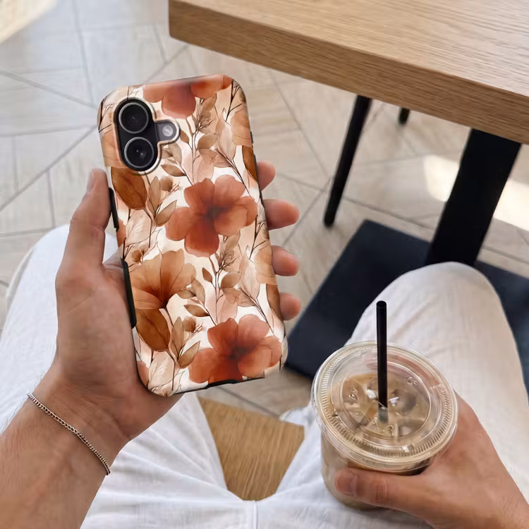 Bloemen - Aquarel - Botanisch - Terracotta Toughcase MagSafe Apple iPhone 17 klein 1017 -Sfeer1M