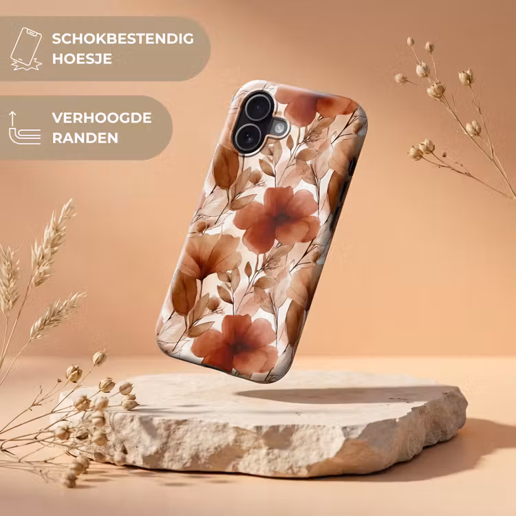 Bloemen - Aquarel - Botanisch - Terracotta Toughcase MagSafe Apple iPhone 17 klein 1017 -USP_RandenV_NL