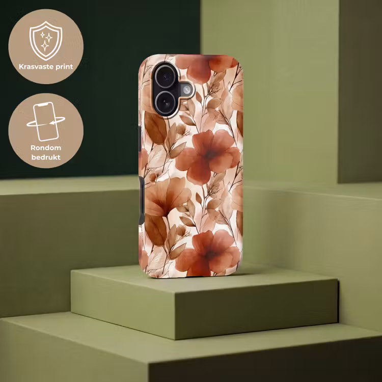 Bloemen - Aquarel - Botanisch - Terracotta Toughcase MagSafe Apple iPhone 17 klein 1017 -USP_PrintM_NL