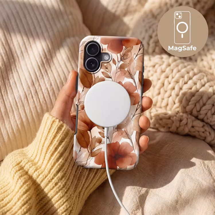 Bloemen - Aquarel - Botanisch - Terracotta Toughcase MagSafe Apple iPhone 17 klein 1017 -USP_MagsafeV