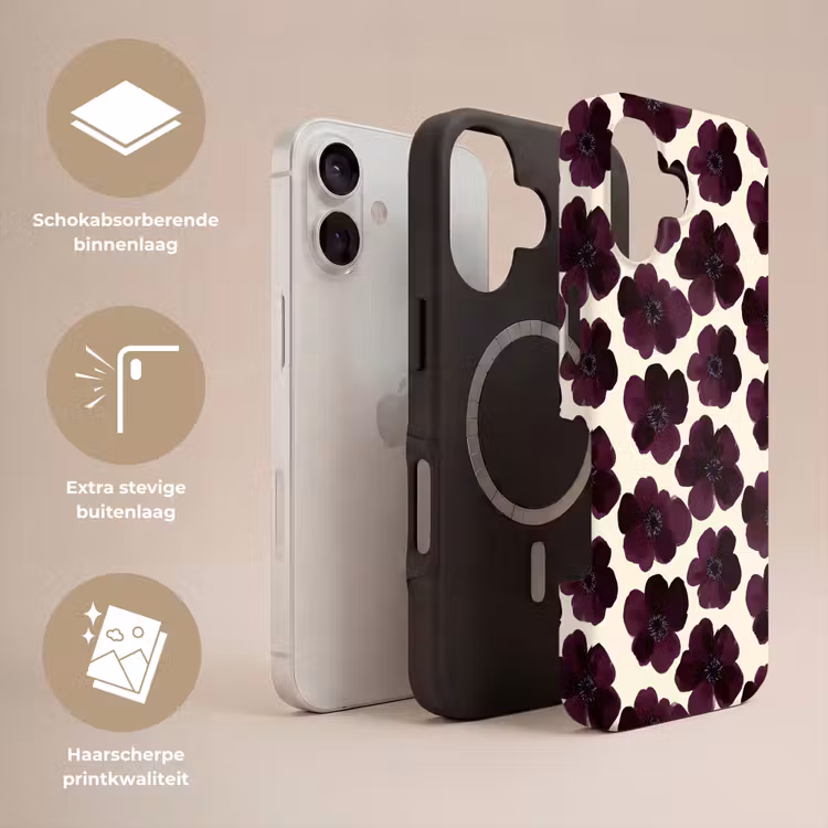 Bloemen - Aquarel - Paars Toughcase MagSafe Apple iPhone 17 klein 1017 -USP_Lagen_NL
