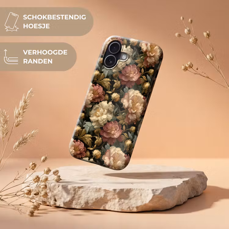 Bloemen - Barok - Patroon - Roze - Crème Toughcase MagSafe Apple iPhone 17 klein 1017 -USP_RandenV_NL