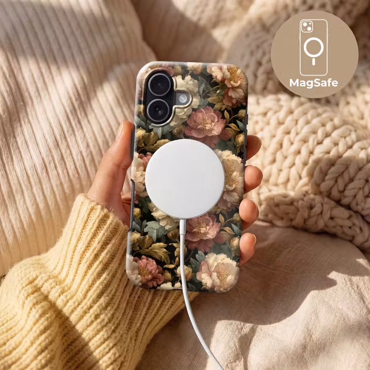 Bloemen - Barok - Patroon - Roze - Crème Toughcase MagSafe Apple iPhone 17 klein 1017 -USP_MagsafeV