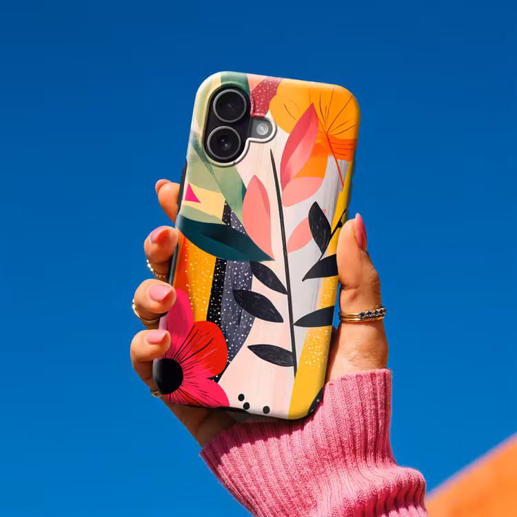 Bloemen - Bladeren - Abstract - Kleurrijk Toughcase MagSafe Apple iPhone 17 klein -Sfeer1V