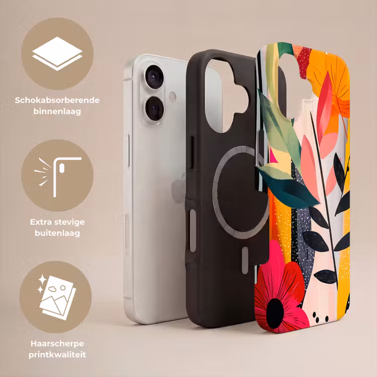 Bloemen - Bladeren - Abstract - Kleurrijk Toughcase MagSafe Apple iPhone 17 klein -USP_Lagen_NL