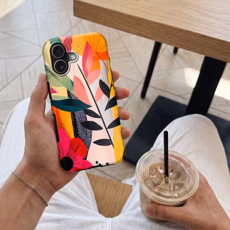 Bloemen - Bladeren - Abstract - Kleurrijk Toughcase MagSafe Apple iPhone 17 klein -Sfeer1M