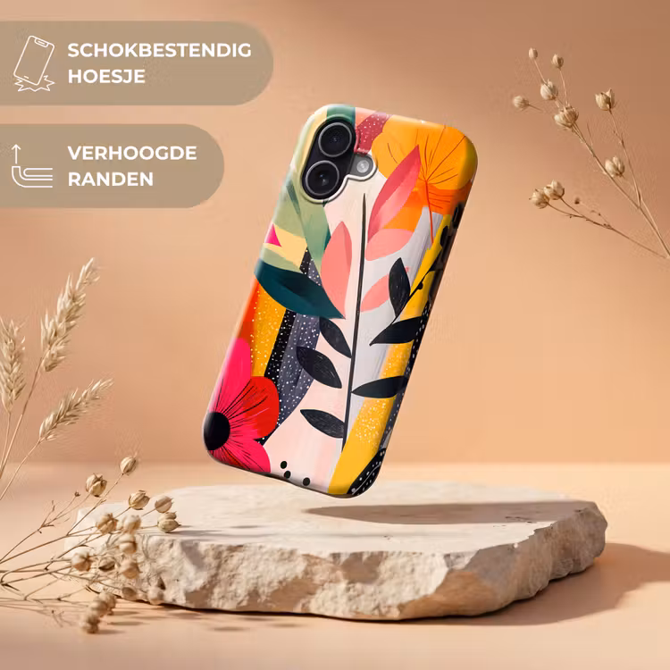 Bloemen - Bladeren - Abstract - Kleurrijk Toughcase MagSafe Apple iPhone 17 klein -USP_RandenV_NL