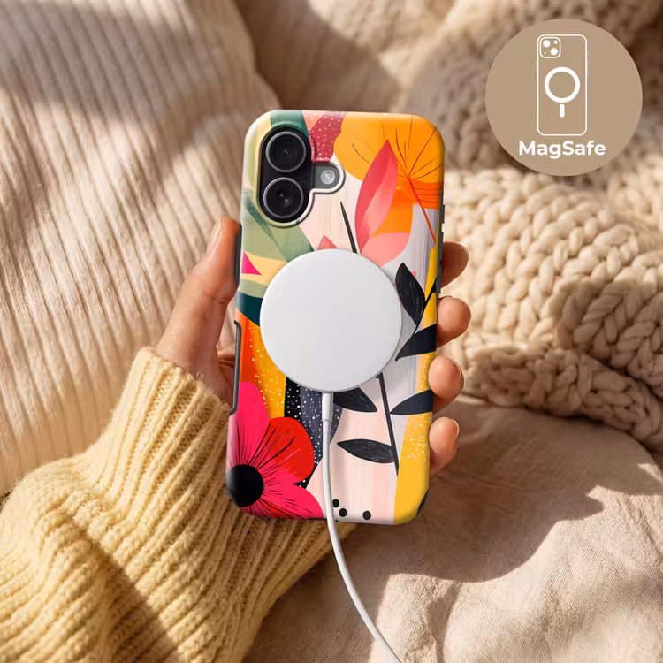 Bloemen - Bladeren - Abstract - Kleurrijk Toughcase MagSafe Apple iPhone 17 klein -USP_MagsafeV