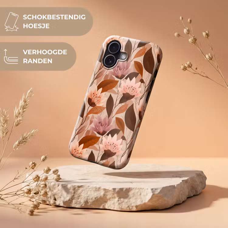Bloemen - Bladeren - Bruin Toughcase MagSafe Apple iPhone 17 klein 1017 -USP_RandenV_NL