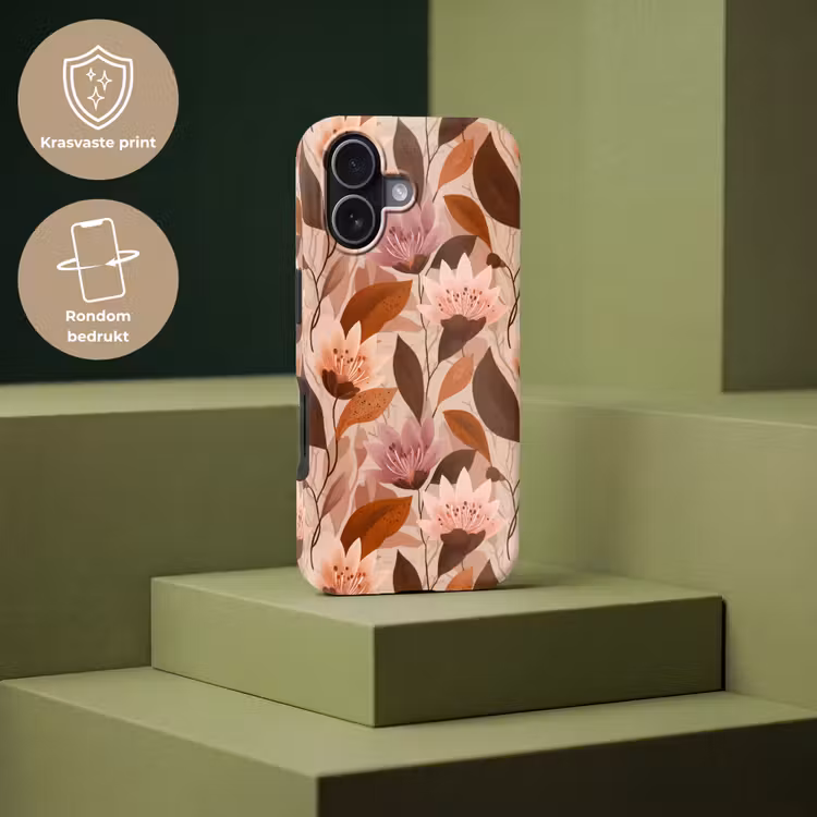 Bloemen - Bladeren - Bruin Toughcase MagSafe Apple iPhone 17 klein 1017 -USP_PrintM_NL