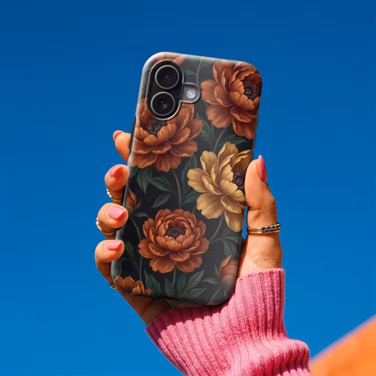 Bloemen - Bladeren - Natuur - Modern - Oranje Toughcase MagSafe Apple iPhone 17 klein -Sfeer1V