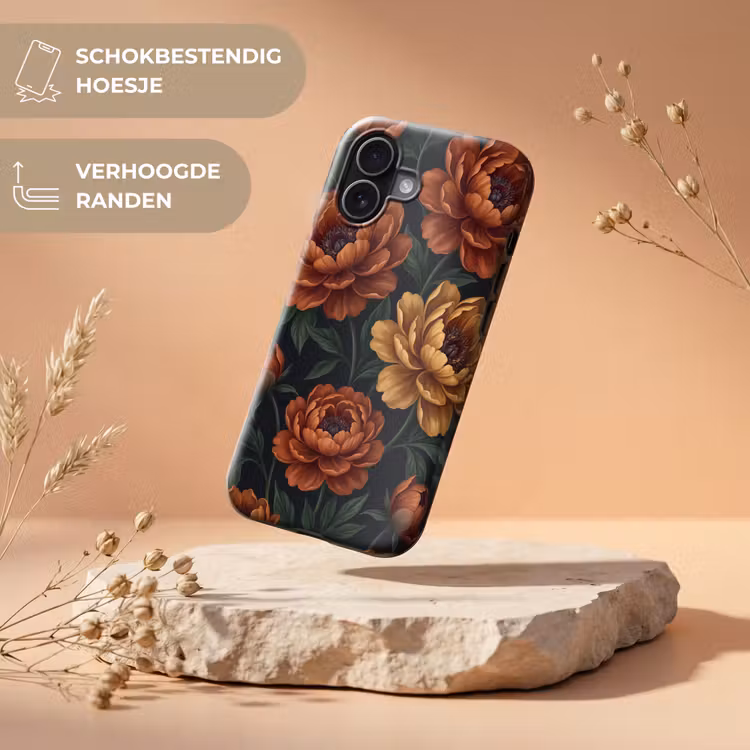 Bloemen - Bladeren - Natuur - Modern - Oranje Toughcase MagSafe Apple iPhone 17 klein -USP_RandenV_NL