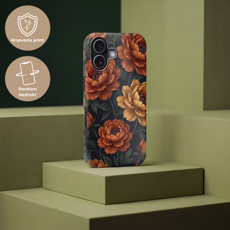 Bloemen - Bladeren - Natuur - Modern - Oranje Toughcase MagSafe Apple iPhone 17 klein -USP_PrintM_NL