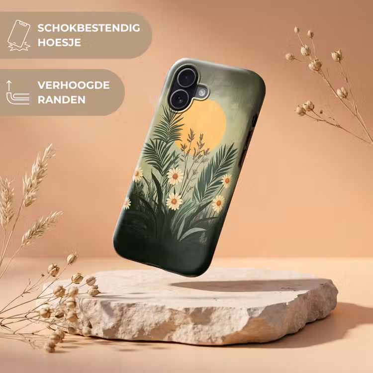 Bloemen - Bladeren - Zon - Groen Toughcase MagSafe Apple iPhone 17 klein -USP_RandenV_NL