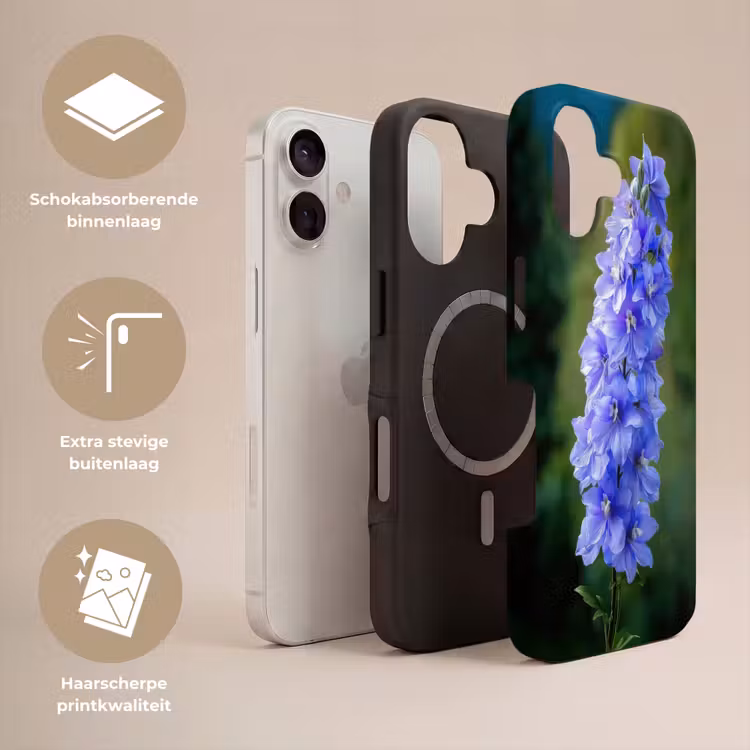 Bloemen - Blauw - Dennenboom Toughcase MagSafe Apple iPhone 17 klein -USP_Lagen_NL