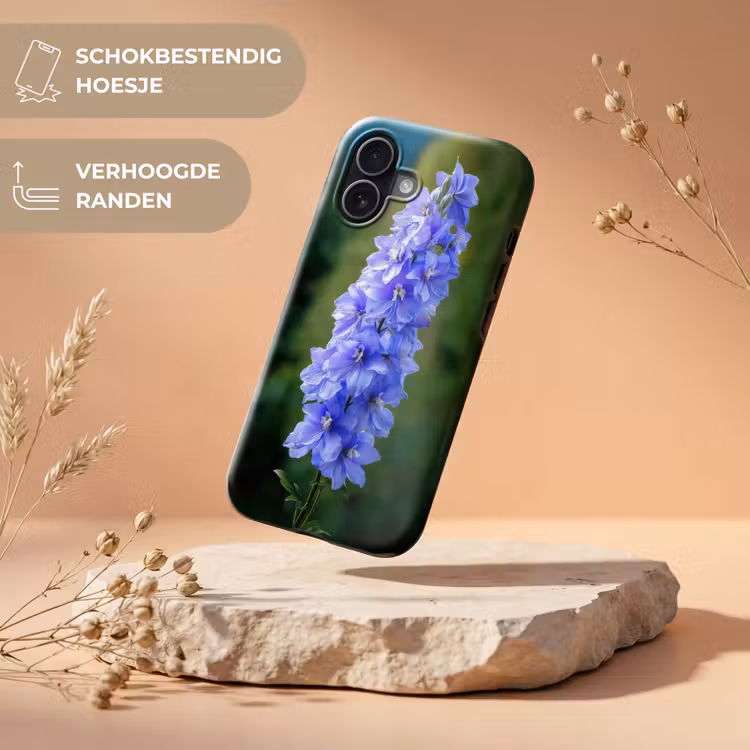 Bloemen - Blauw - Dennenboom Toughcase MagSafe Apple iPhone 17 klein -USP_RandenV_NL