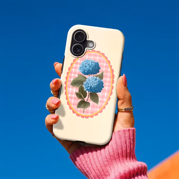 Bloemen - Blauw - Lijst - Bladeren Toughcase MagSafe Apple iPhone 17 klein -Sfeer1V