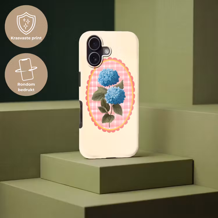 Bloemen - Blauw - Lijst - Bladeren Toughcase MagSafe Apple iPhone 17 klein -USP_PrintM_NL