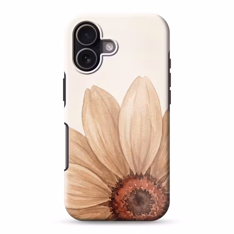 Bloemen - Bloemblad - Natuur - Aquarel - Beige Toughcase MagSafe Apple iPhone 17 klein -3d