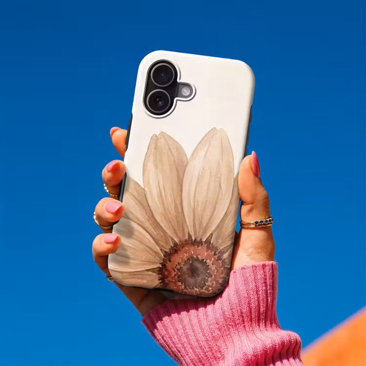 Bloemen - Bloemblad - Natuur - Aquarel - Beige Toughcase MagSafe Apple iPhone 17 klein -Sfeer1V