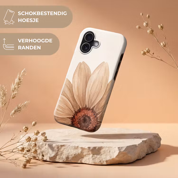 Bloemen - Bloemblad - Natuur - Aquarel - Beige Toughcase MagSafe Apple iPhone 17 klein -USP_RandenV_NL