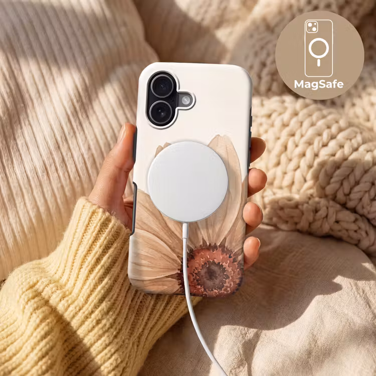 Bloemen - Bloemblad - Natuur - Aquarel - Beige Toughcase MagSafe Apple iPhone 17 klein -USP_MagsafeV