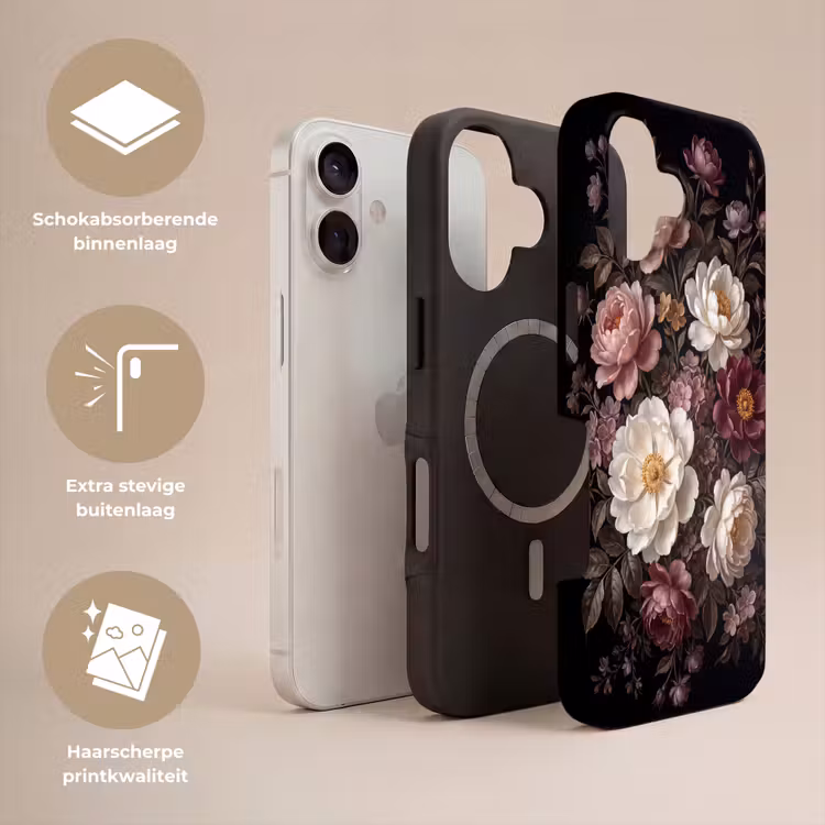 Bloemen - Boeket - Klassiek - Donker - Rood Toughcase MagSafe Apple iPhone 17 klein -USP_Lagen_NL