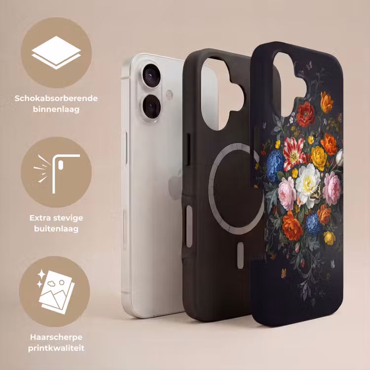 Bloemen - Boeket - Klassiek - Kleurrijk - Natuur Toughcase MagSafe Apple iPhone 17 klein -USP_Lagen_NL