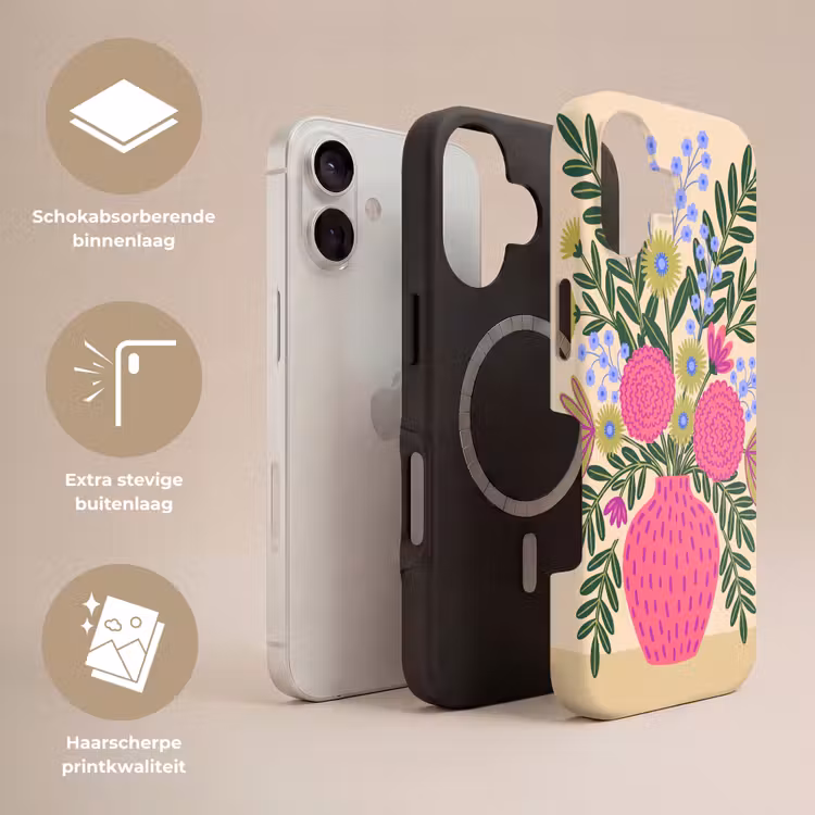 Bloemen - Boeket - Natuur - Abstract - Roze Toughcase MagSafe Apple iPhone 17 klein -USP_Lagen_NL