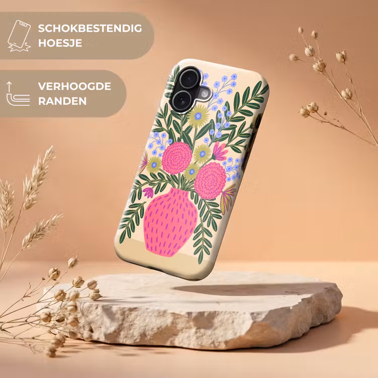 Bloemen - Boeket - Natuur - Abstract - Roze Toughcase MagSafe Apple iPhone 17 klein -USP_RandenV_NL