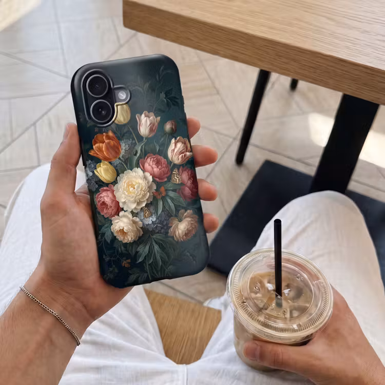 Bloemen - Boeket - Natuur - Klassiek - Donker Toughcase MagSafe Apple iPhone 17 klein -Sfeer1M
