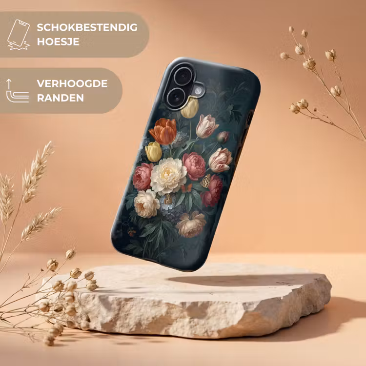 Bloemen - Boeket - Natuur - Klassiek - Donker Toughcase MagSafe Apple iPhone 17 klein -USP_RandenV_NL