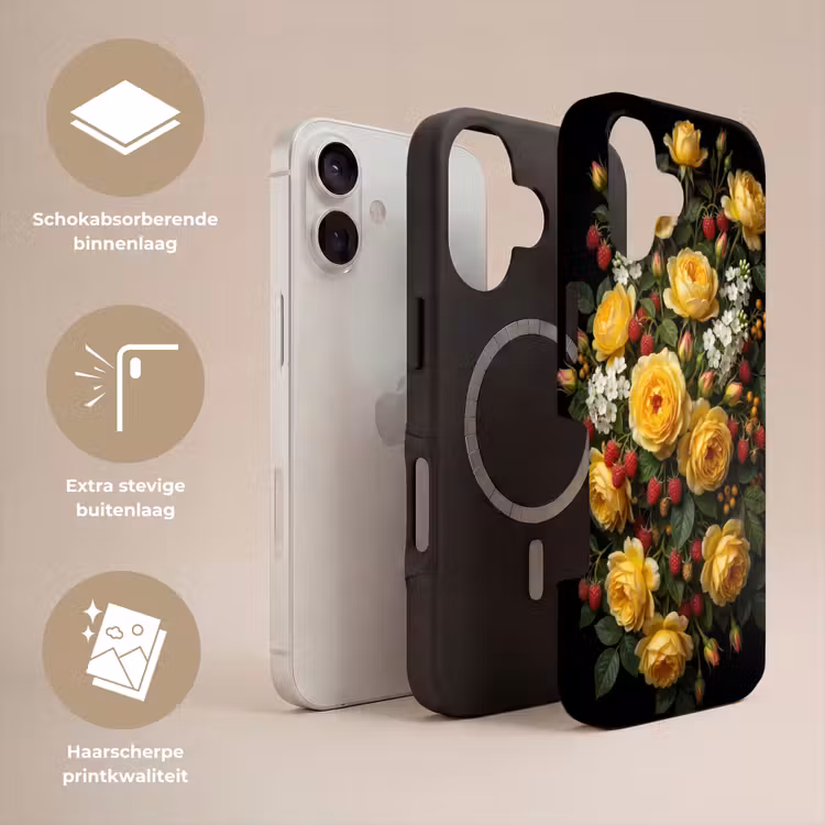 Bloemen - Boeket - Natuur - Klassiek - Geel Toughcase MagSafe Apple iPhone 17 klein -USP_Lagen_NL