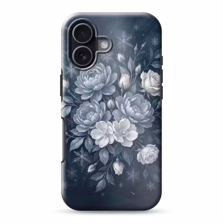 Bloemen - Boeket - Winter - Abstract - Blauw Toughcase MagSafe Apple iPhone 17 klein -3d