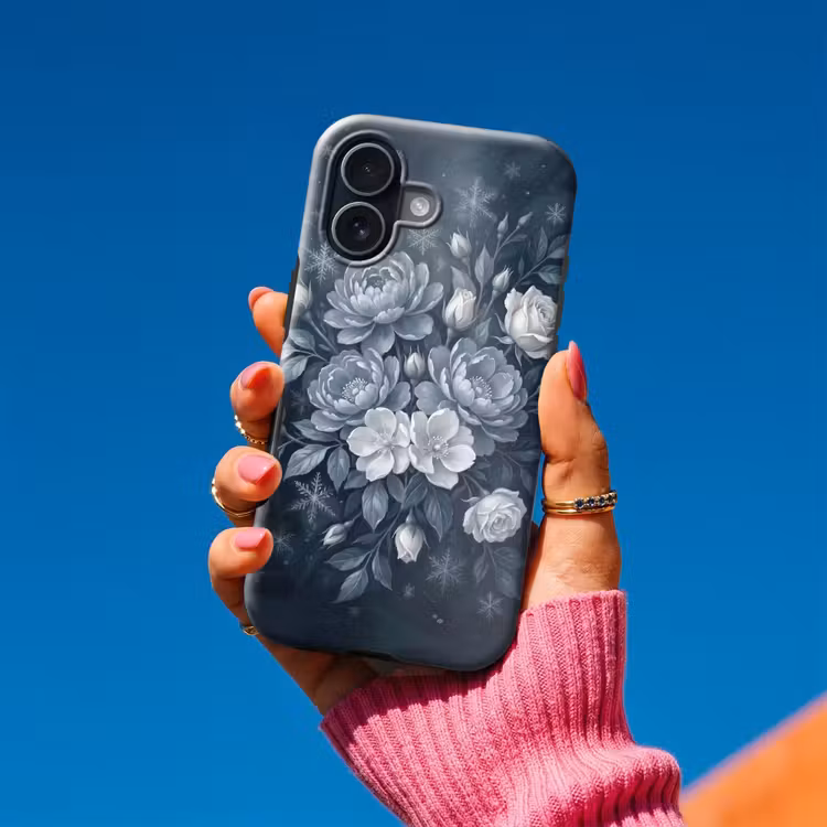 Bloemen - Boeket - Winter - Abstract - Blauw Toughcase MagSafe Apple iPhone 17 klein -Sfeer1V